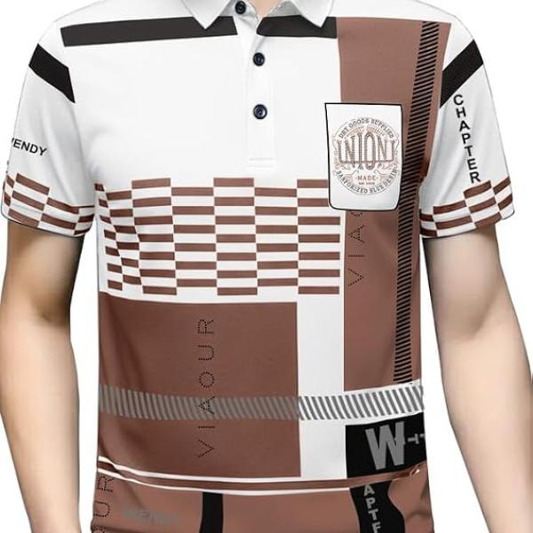 AUSK Men Printed Polo Neck Cotton Blend T-Shirt (Regular Fit, Half Sleeve) || Tshirts for Mens