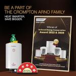 Crompton Arno Plus 15L 5‑Star Storage Water Heater | Anti‑Scale Technology for Hard Water up to 2000  | 8 Bar High‑Rise Pressure | 5‑Level Safety | Free Installation