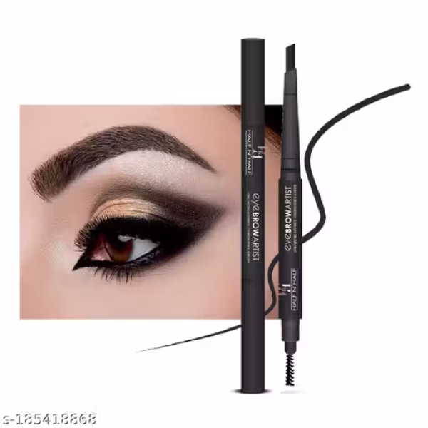Half N Half Eye Brow Artist Long Lasting Automatic Eyebrow Pencil & Brush | Smudge Fee & Long Lasting Eye Brow Pencil (Black-01,0.4gm )