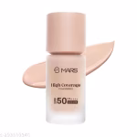MARS SPF50 PA++++ High Coverage Foundation | Tested by IN-VIVO with 5 Star UVA+UVB Protection Boots Rating | Blemish Free & Blendable Makeup | For All Skin Type (40ml) (SHADE-01)