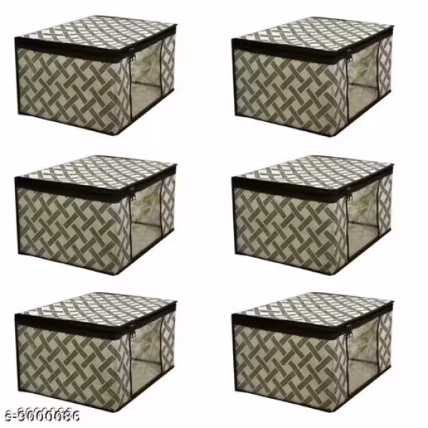 Bags Beauty ( Pack of 6 ) Saree Cover / Cloths Organizer Zip Closure front half View Transparent ( Multi