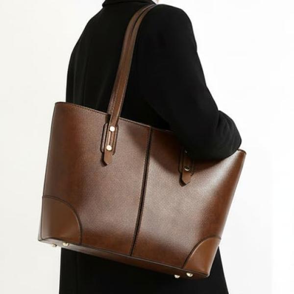 Best selling Diva Dale Women's Leather Tote Bag, Brown, Shoulder Handbag with Interior Pockets