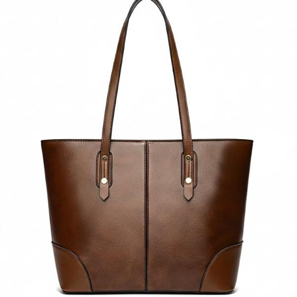 Best selling Diva Dale Women's Leather Tote Bag, Brown, Shoulder Handbag with Interior Pockets