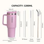 Nestasia GripSip40 Tumbler with Straw & Side Handle 1.2L | Insulated Stainless Steel Sipper Water Bottle for Adults with Dual Flip Opening Sip-Swig Leakproof Lid