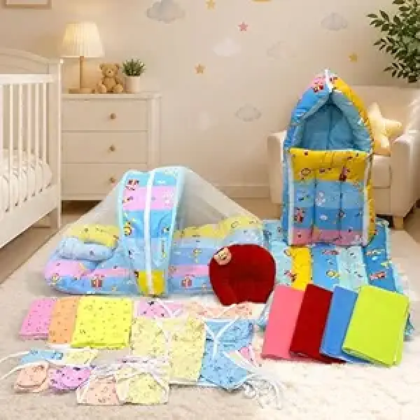 Newborn Baby Bedding Essentials | Daily Needs Items | Hopsital kit Ready Combo | Baby Products All (Pack of 32) (0-6months)