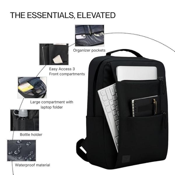 Impulse Empower Premium 25L Laptop Backpack for Men & Women, 15.6 Inch Laptop Bag with Padded Compartment, Office Backpack with Luggage Strap, Chest Strap
