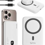 10000mAH Power Bank | Fast Charging Powerbank for iPhone, Android & All Qi Devices | Digital Display & Strong Magnet Hold | Magnetic Ring & Cable Included