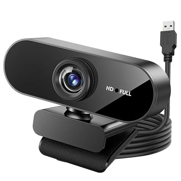 Webcam for PC with Microphone HD 1080P USB Webcams Noise Cancellation Wide Angle Lens Auto Light Correction USB for Zoom Skype Facetime Windows Linux macOS for Live Streaming