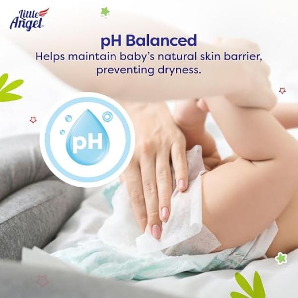 Little Angel Super Soft Cleansing Baby Wipes, 648 Count, Enriched with Aloe vera & Vitamin E, pH Balanced, Dermatologically Tested & Alcohol-free, Pack of 9, 72 count/pack