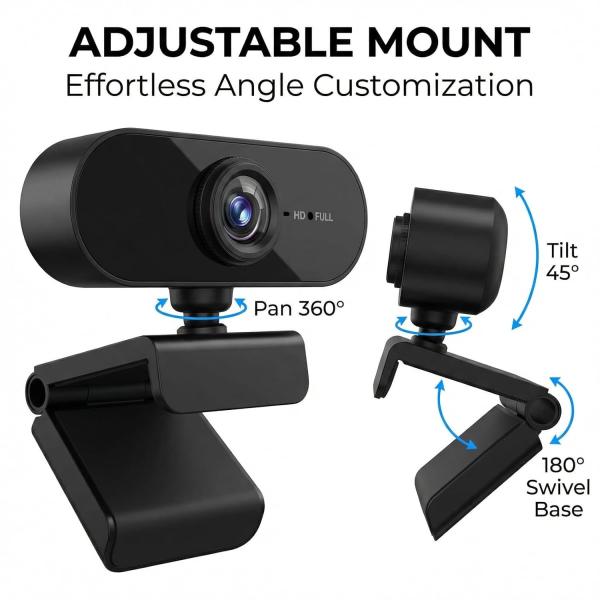Webcam for PC with Microphone HD 1080P USB Webcams Noise Cancellation Wide Angle Lens Auto Light Correction USB for Zoom Skype Facetime Windows Linux macOS for Live Streaming