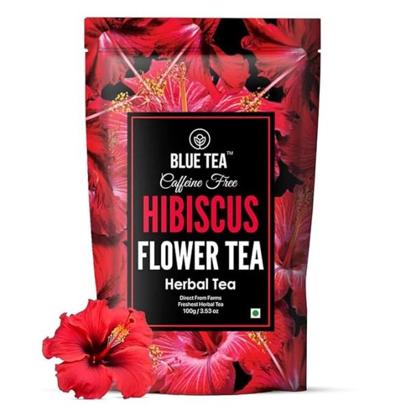 BLUE TEA - Hibiscus Flower Tea - 100g | SKIN GLOW ENHANCING TEA | Caffeine Free - Flower Based - Tangy Flavor