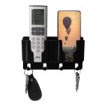 WALLVIEW TECH Plastic Wall Mount Mobile Holder with Remote Control Storage Racks, Key Hanger, Pen Holder Space/Self-Adhesive/Multi Purpose Accessories