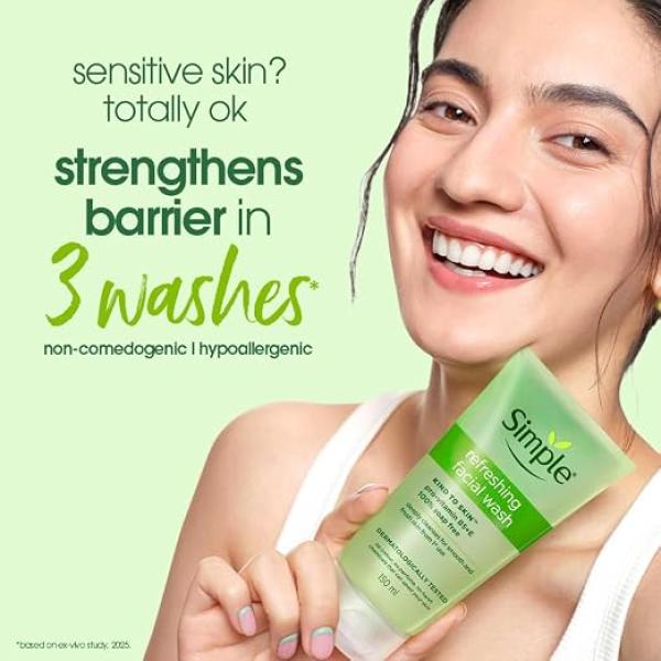 Simple Kind To Skin Refreshing Facial Wash 150 ml |Facewash that doesn't dry out your skin| For All Skin Types