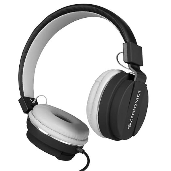 ebronics Zeb-Storm On Ear Wired Headphone with 3.5mm Jack, Built in Microphone for Calling, 1.5 Meter Cable, Soft Ear Cushion, Adjustable Headband, Foldable Ear Cups and Lightweight Design