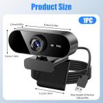 Webcam for PC with Microphone HD 1080P USB Webcams Noise Cancellation Wide Angle Lens Auto Light Correction USB for Zoom Skype Facetime Windows Linux macOS for Live Streaming