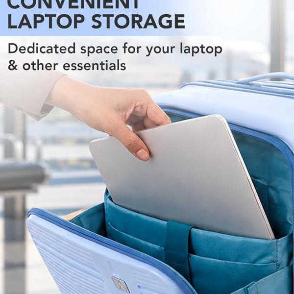 Cabin Hard Case Trolley Bag with Laptop Compartment, Blue TSA-approved Lock, 8-Wheels, Durable Polypropylene Case, Sturdy Zipper, Compact Travel Luggage, 3-Year Global Warranty