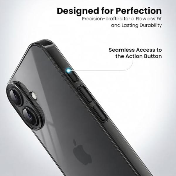 Anti Scratch Semi Translucent Cover for iPhone 16 Case, Premium PC + TPU Phone Cases Drop Proof, Slim Anti Yellowing Never Yellowing Shockproof
