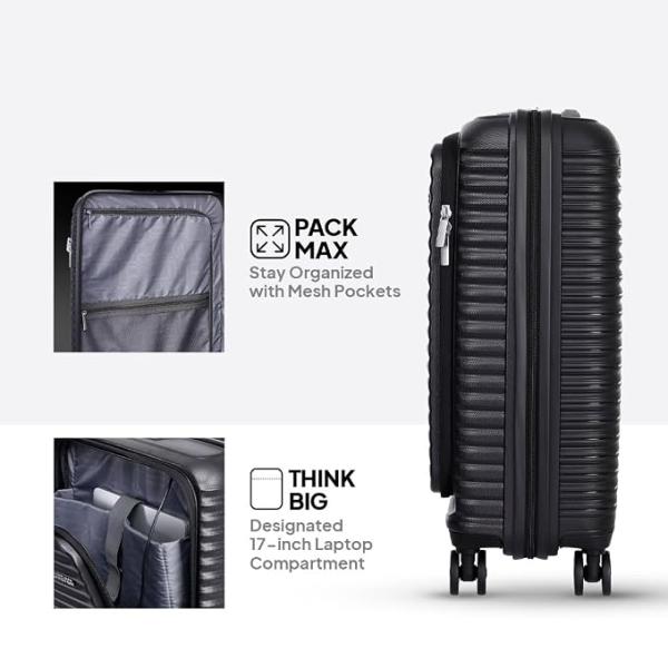 American Tourister |Small Size Cabin Trolley Bag |360° 8 Wheel Spinner Travel Luggage with Laptop Compartment|Hard Case Polypropylene Suitcase|Recessed TSA Lock with USB Port