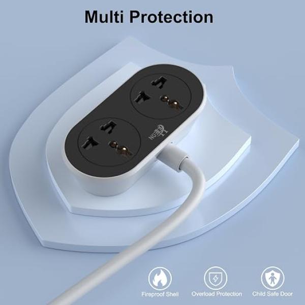 BEST QUALITY 10 Meter Cable, 2500W/10A Extension Cord, 2 Outlets Surge Protection Extension Cable, Heavy Duty Long Wire Extension, 3 Pins Power Cord, Expandable Power Strip for Home Office