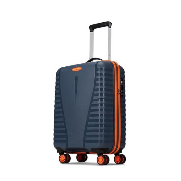 Aristocrat Airpro Max 8-Wheel Cabin, Hard Case Trolley Bag, Spanish Blue Durable Polypropylene Case, Lightweight, Combination Lock, Sturdy Zipper, Compact Travel Luggage,