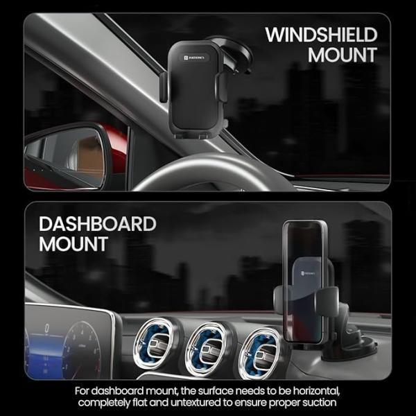 M4 Car Phone Holder Stand with 360 Degree Rotation, Strong Grip, Suction Cup Mount, Single Hand Use, Shockproof Build, Mobile Stand for Car
