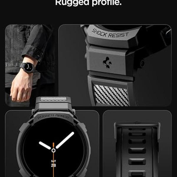Rugged Armor Pro for Sam Spigen Rugged Armor Pro for Samsung Galaxy Watch 8/9 (44mm) Case with Strap - Matte Blacksung Galaxy Watch 8/9 (44mm) Case with Strap - Matte Black