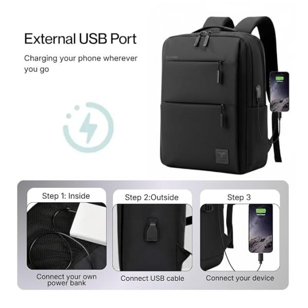 Impulse Empower Premium 25L Laptop Backpack for Men & Women, 15.6 Inch Laptop Bag with Padded Compartment, Office Backpack with Luggage Strap, Chest Strap