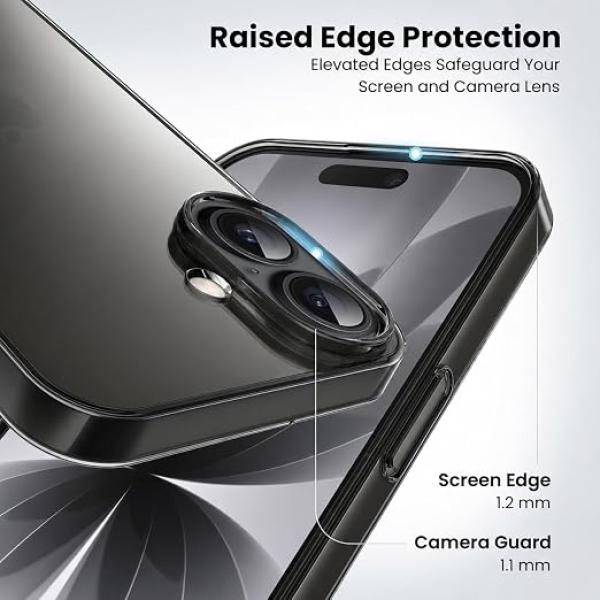 Anti Scratch Semi Translucent Cover for iPhone 16 Case, Premium PC + TPU Phone Cases Drop Proof, Slim Anti Yellowing Never Yellowing Shockproof