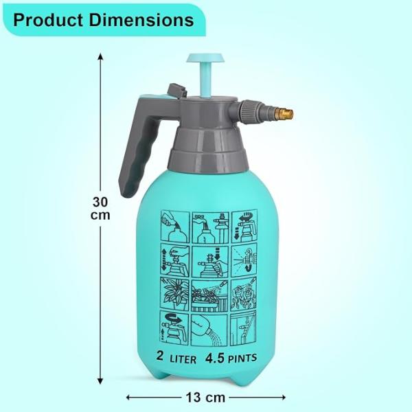 ORILEY 2 LTR Multipurpose Classic Sprayer Hand Powered Water Spray Bottle for Gardening Sanitising Car & Bike Wash Home & Garden