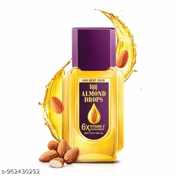Bajaj Almond Drops Hair Oil, 190ml | 6X Vitamin E Nourishment | Light and Non-Sticky Hair Oil For Hair Fall Control