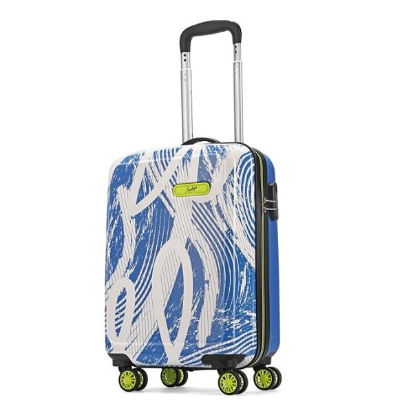 Skybags  Printed Cabin Size Hard Case Trolley Bag, Blue-White Lightweight, Stylish, 8-Wheels,  Case, Combination Lock, Compact Travel Luggage, 5-Year Global Warranty