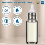 Mee Mee Anti-Colic Stainless Steel Baby Feeding Bottle, Food-Grade Silicone Teat, Wide Mouth, BPA-Free, Odour-Free, 100% Plastic-Free Body – Safe Infant Feeding-240ml