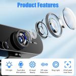 Webcam for PC with Microphone HD 1080P USB Webcams Noise Cancellation Wide Angle Lens Auto Light Correction USB for Zoom Skype Facetime Windows Linux macOS for Live Streaming