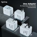 Lifelong Electronics 2500W Universal Travel Adapter All in One | 3 Type-C 45W PD & 2 USB-A 18W QC 3.0 | Dual Fuse Protection | 180+ Countries - Europe/US/Asia etc | International Socket