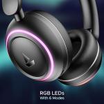 boAt Rockerz 480, RGB LEDs,6 Light Modes, 40mm Drivers,Beast Mode, 60H Battery, ENx Tech, App Support, Bluetooth Headphones, Wireless Over Ear Headphone with Mic