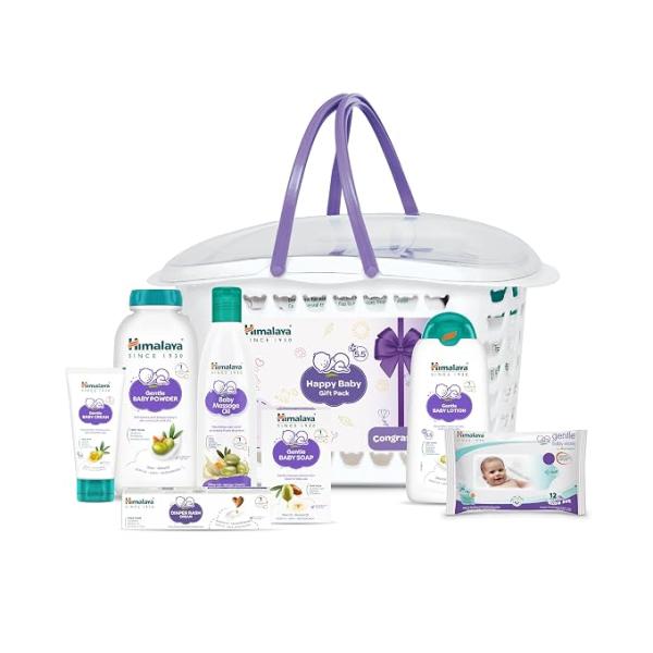 Himalaya Baby Gift Pack Basket,Pack of 1 set,white Baby Care Gift Basket with Newborn Baby Essentials | No.1 Doctor Recommend producted Brand