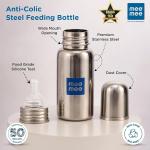 Mee Mee Anti-Colic Stainless Steel Baby Feeding Bottle, Food-Grade Silicone Teat, Wide Mouth, BPA-Free, Odour-Free, 100% Plastic-Free Body – Safe Infant Feeding-240ml