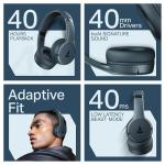 boAt Rockerz 411, 40Ms Low Latency, 40Hrs Battery, 40Mm Drivers, ENx Tech, App Support, Bluetooth Headphones, Wireless Over Ear Headphone with Mic (Bold Blue)