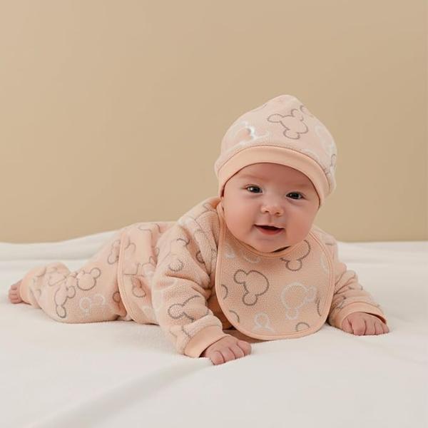 New Born Baby Winter Wear  Keep Warm Cartoon Printed Baby Clothes 5Pcs Sets Cotton Boys Girls Unisex Baby Fleece