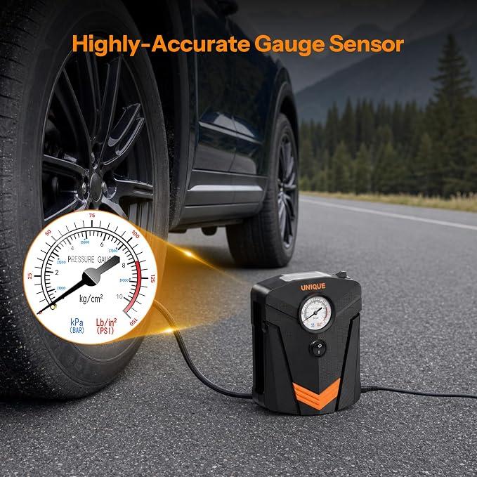 Tyre Inflator for Car, 150PSI Car Air Pump, 12V DC Portable Air Compressor for Tyre, Fast Inflation Speed Inflator Pump with LED Light