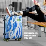 Skybags  Printed Cabin Size Hard Case Trolley Bag, Blue-White Lightweight, Stylish, 8-Wheels,  Case, Combination Lock, Compact Travel Luggage, 5-Year Global Warranty