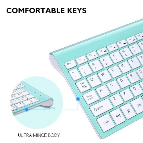 cimetech Wireless Keyboard and Mouse Combo, 2.4G Comfortable Ultra Slim Ergonomic Keyboard, Plug and Play Compact Full Size Keyboard for Mac, Windows, Laptop, Tablet, Computer