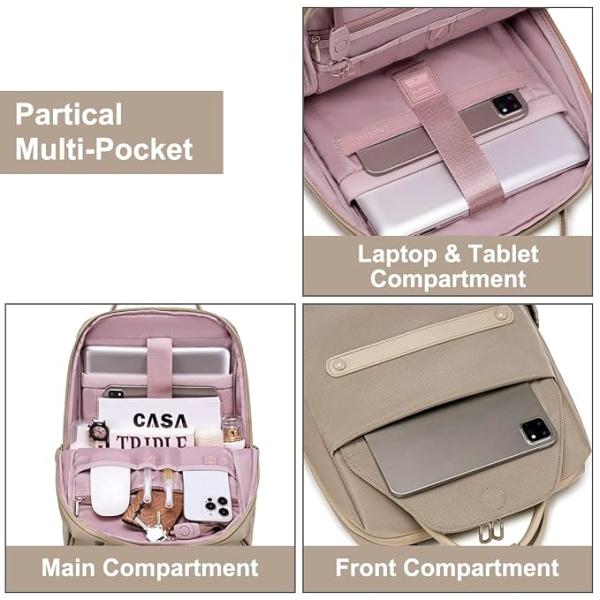For Women Chantria Casual Backpack for Women Stylish 13L Small Backpack fit 14 inch Laptop Compact Daypack Polyester Multi-pockets for Office Casual
