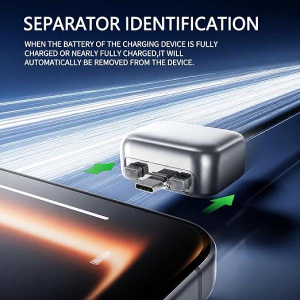 USB-C Smart Auto Eject Adapter | Full-Charge Separator USB-C Smart Overcharge Protector, 140W Fast Charging, Auto Cut-Off, Compatible with iPhone, Android, MacBook, Laptop