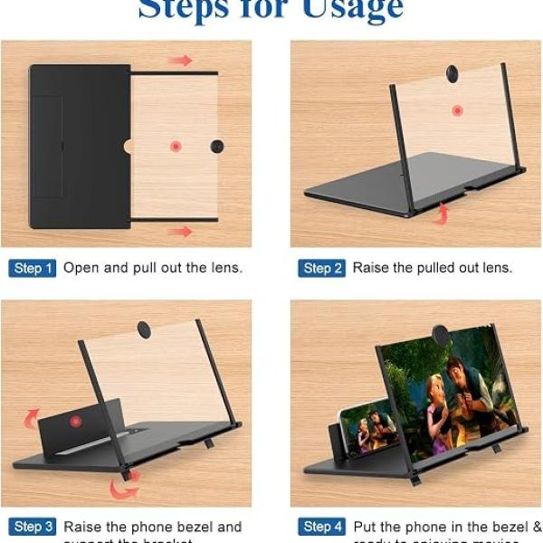 3D HD Screen Magnifier & Phone Holder – Screen Expander and Amplifier for All Smartphones with Eye Protection