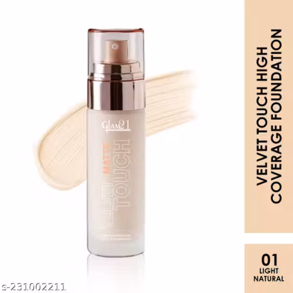 Glam21 Velvet Touch Oil Control Silk Foundation|Waterproof, High Coverage|SPF 35 Long Lasting|Light Natural-50gm