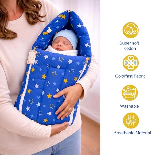 Baby Essentials | Hospital Kit | Baby Clothes | Maternity Essentials | Infant Essentials | Baby Shower | Complete Daily Items Combo(0-6 Months) (Star) (Blue Bedding Set for Baby )