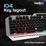 Frontech Wired Gaming Keyboard and Mouse Combo, Metal Base Keyboard with RGB Backlit Key, RGB Optical Mouse with 6 Buttons & 2400 DPI, USB Plug & Play, 1 Year Warranty