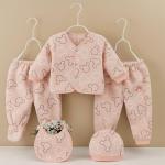 New Born Baby Winter Wear  Keep Warm Cartoon Printed Baby Clothes 5Pcs Sets Cotton Boys Girls Unisex Baby Fleece