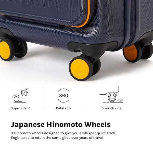 MOKOBARA Transit Cabin Pro 15.6 Inch Laptop Trolley Bag 56cm 40L Blue Lightweight Polycarbonate Hardshell Front Tech Compartment TSA Lock Premium Zippers 8 Silent Ninja Wheel